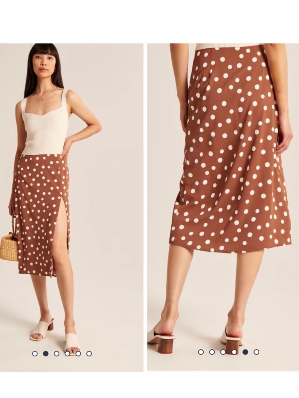 A&F Brown & White
Polka Dot Midi Skirt with Slit